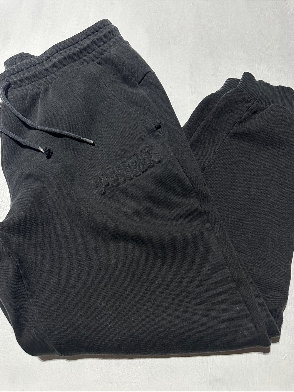 Puma Black Embossed-Logo Men's Jogger Sweatpants Size Medium